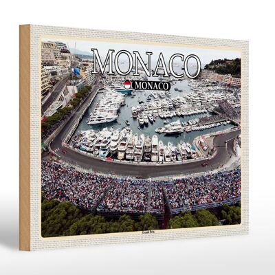 Holzschild Reise 30x20cm Monaco Monaco Grand Prix Rennsport