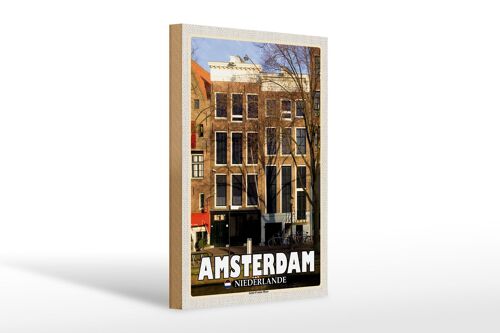 Holzschild Reise 20x30cm Amsterdam Niederlande Anne-Frank-Haus Deko