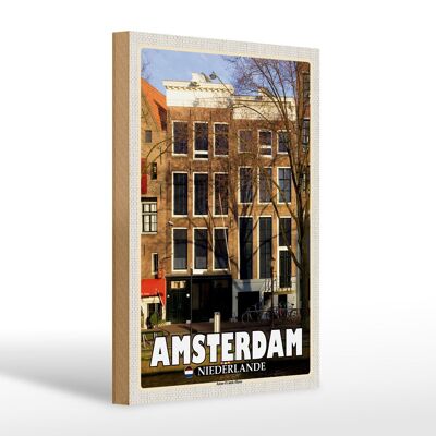 Cartel de madera viaje 20x30cm Ámsterdam Países Bajos Decoración casa de Ana Frank