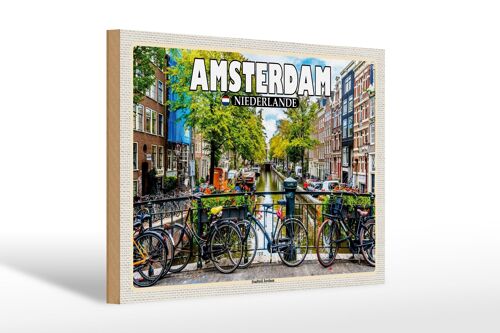 Holzschild Reise 30x20cm Amsterdam Niederlande Stadtteil Jordaan