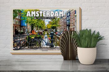 Panneau en bois voyage 30x20cm Amsterdam Pays-Bas quartier Jordaan 3