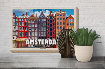 Panneau en bois voyage 30x20cm, décoration de maisons dansantes d'amsterdam pays-bas 3