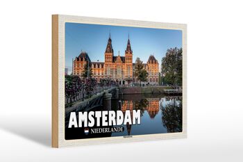 Panneau en bois voyage 30x20cm Amsterdam Pays-Bas Rijksmuseum 1