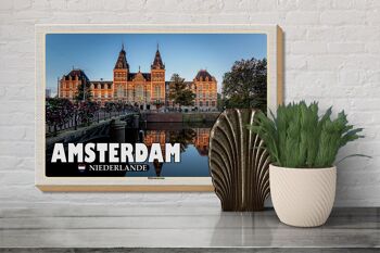 Panneau en bois voyage 30x20cm Amsterdam Pays-Bas Rijksmuseum 3