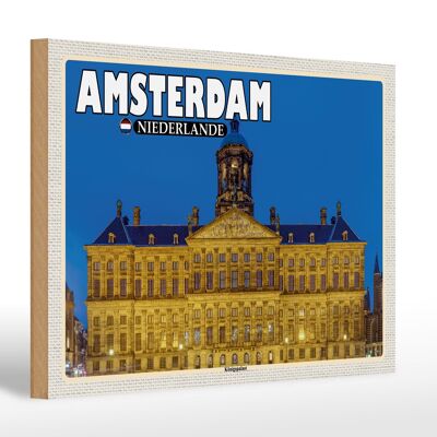 Targa in legno da viaggio 30x20 cm Amsterdam Paesi Bassi Palazzo Reale