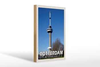 Panneau en bois voyage 20x30cm Rotterdam Pays-Bas Euromast TowerDeco 1