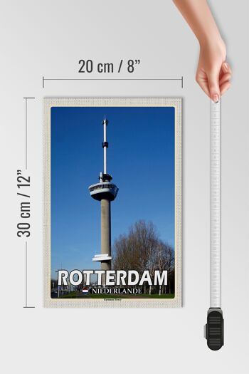 Panneau en bois voyage 20x30cm Rotterdam Pays-Bas Euromast TowerDeco 4