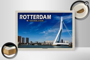 Panneau en bois voyage 30x20cm Rotterdam pays-bas décoration pont Erasmus 2