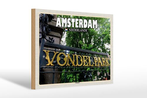 Holzschild Reise 30x20cm Amsterdam Niederlande Vondelpark