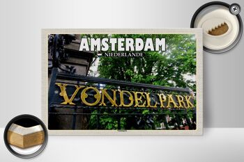 Panneau en bois voyage 30x20cm Amsterdam Pays-Bas Vondelpark 2