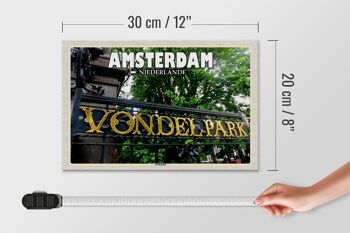 Panneau en bois voyage 30x20cm Amsterdam Pays-Bas Vondelpark 4