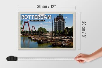 Panneau en bois voyage 30x20cm Rotterdam Pays-Bas Vieux Port Bateaux 4