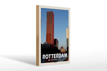Panneau en bois voyage 20x30cm Rotterdam Pays-Bas Pomme Rouge 1