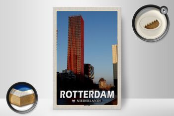 Panneau en bois voyage 20x30cm Rotterdam Pays-Bas Pomme Rouge 2