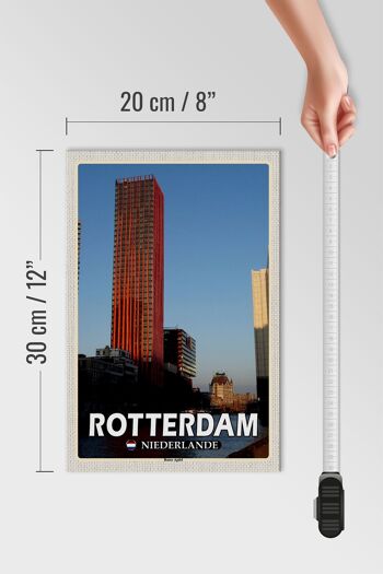 Panneau en bois voyage 20x30cm Rotterdam Pays-Bas Pomme Rouge 4
