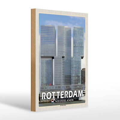 Cartel de madera viaje 20x30cm Rotterdam Países Bajos De Rotterdam