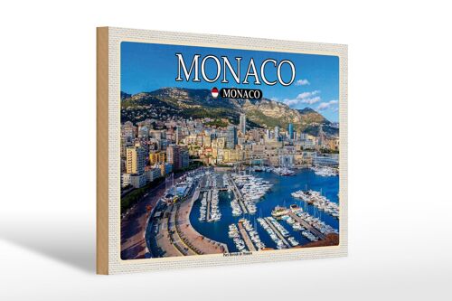 Holzschild Reise 30x20cm Monaco Port Hercule de Monaco Deko