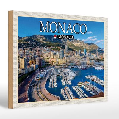 Targa in legno da viaggio 30x20 cm decorazione Monaco Porto Hercule de Monaco