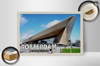 Panneau en bois voyage 30x20cm Gare Centrale de Rotterdam Pays-Bas 2