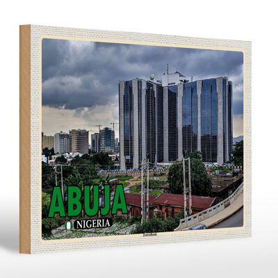 Cartel de madera viaje 30x20cm Abuja Nigeria Central Bank