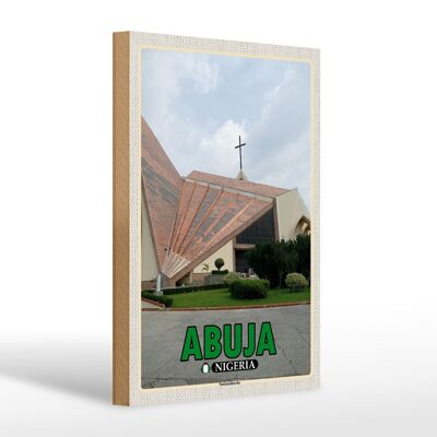 Cartel de madera viaje 20x30cm Abuja Nigeria National Church