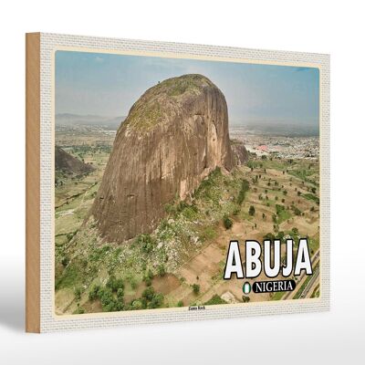 Holzschild Reise 30x20cm Abuja Nigeria Zuma Rock Felsformation