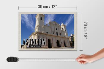 Panneau en bois voyage 30x20cm Asuncion Paraguay Catedral Metropolitana 4