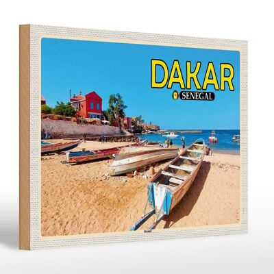 Cartel de madera viaje 30x20cm Dakar Senegal playa mar vacaciones