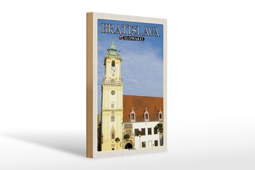 Holzschild Reise 20x30cm Bratislava Slowakei Altes Rathaus