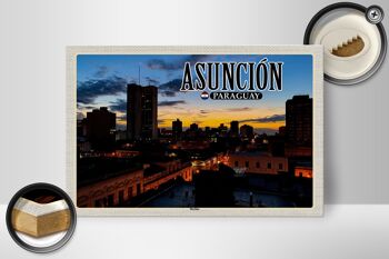 Panneau en bois voyage 30x20cm Asunción Paraguay horizon coucher de soleil 2