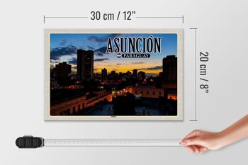 Panneau en bois voyage 30x20cm Asunción Paraguay horizon coucher de soleil 4