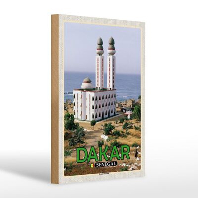 Cartel de madera viaje 20x30cm Gran Mezquita de Dakar Senegal