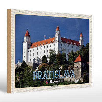 Panneau en bois voyage 30x20cm Bratislava Slovaquie Château de Bratislava
