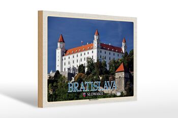 Panneau en bois voyage 30x20cm Bratislava Slovaquie Château de Bratislava 1