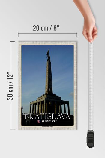 Panneau en bois voyage 20x30cm Bratislava Slovaquie Mémorial de guerre Slavin 4