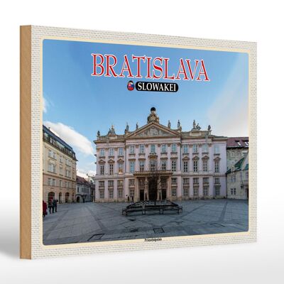 Panneau en bois voyage 30x20cm Bratislava Slovaquie décoration du palais des primats