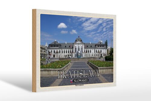 Holzschild Reise 30x20cm Bratislava Slowakei Palais Grassalkovich