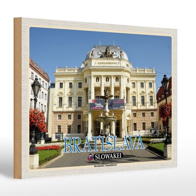 Cartel de madera de viaje 30x20cm Bratislava Eslovaquia Teatro Eslovaco