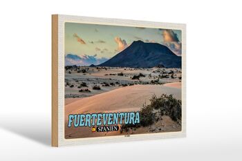 Panneau en bois voyage 30x20cm Fuerteventura Espagne El Jable dune mobile 1