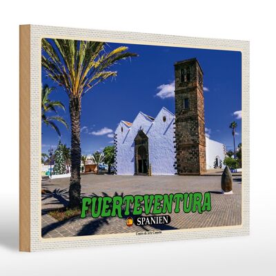 Cartel de madera viaje 30x20cm Fuerteventura España Centro Arte Canario