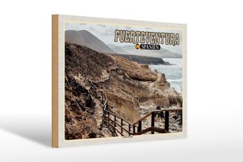 Panneau en bois voyage 30x20cm Fuerteventura Espagne Cuevas De Ajuy décoration 1
