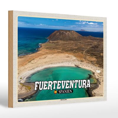 Cartello in legno da viaggio 30x20 cm Fuerteventura Spagna Isola Isla de Lobos