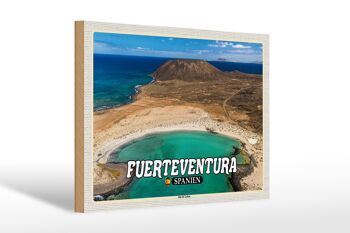 Panneau en bois voyage 30x20cm Fuerteventura Espagne Île Isla de Lobos 1