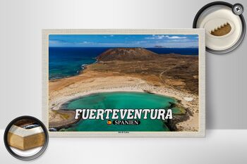Panneau en bois voyage 30x20cm Fuerteventura Espagne Île Isla de Lobos 2