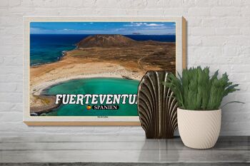 Panneau en bois voyage 30x20cm Fuerteventura Espagne Île Isla de Lobos 3