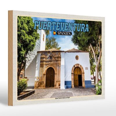 Cartello in legno da viaggio 30x20 cm Fuerteventura Spagna Iglesia Nuestra