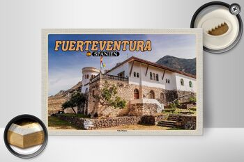 Panneau en bois voyage 30x20cm Fuerteventura Espagne Villa Hiver 2