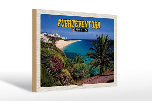 Holzschild Reise 30x20cm Fuerteventura Spanien Playa Jandia Meer