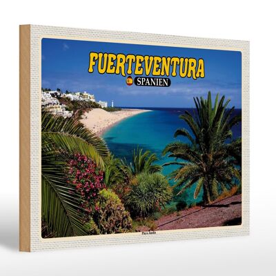 Cartel de madera viaje 30x20cm Fuerteventura España Playa Jandia Mar