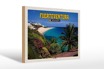 Panneau en bois voyage 30x20cm Fuerteventura Espagne Playa Jandia Mer 1